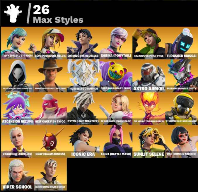 73 skins | Renzo the Destroyer | Twyn | Nezumi | Era | Valeria | Peter Griffin | Optimus Prime | Omegarok | Parad PSD34