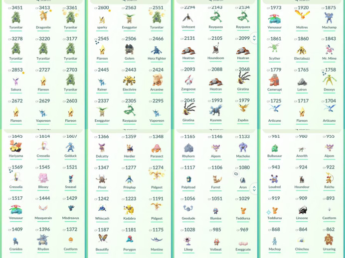 lvl37,lvl31,have 100IV Dragonite Tyranitar,have 15 Legendary Rayquaza Giratina Zapdos etc,many nice pokemons N8412