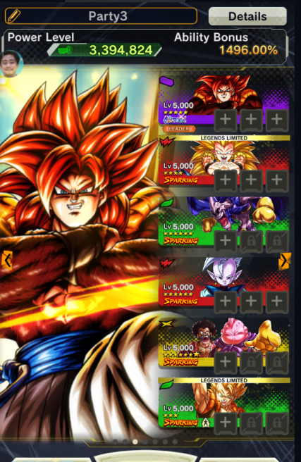 LVL150+///ultra super saiyan 4 gogeta+Super saiyan 3 gotenks+4 legends limited + 80~150 SP.