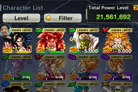 LVL150+///ultra super saiyan 4 gogeta+Super saiyan 3 gotenks+4 legends limited + 80~150 SP.