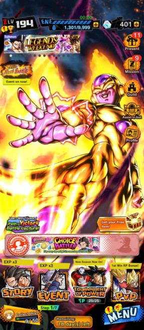 [Android] [Global] [Bandai ID] Dragon Ball Legends 8 UL Golden Frieza , Buu kid etc /13 Legends Limitied/Level 194