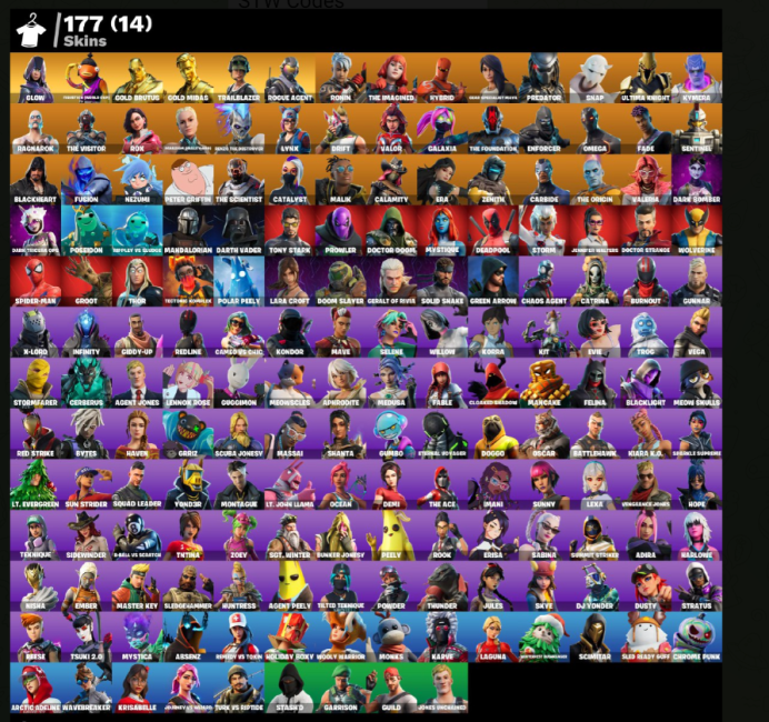 177 Skins| Glow | Rogue Agent | Trailblazer | Darth Vader | Nezumi | Catalyst qwK8