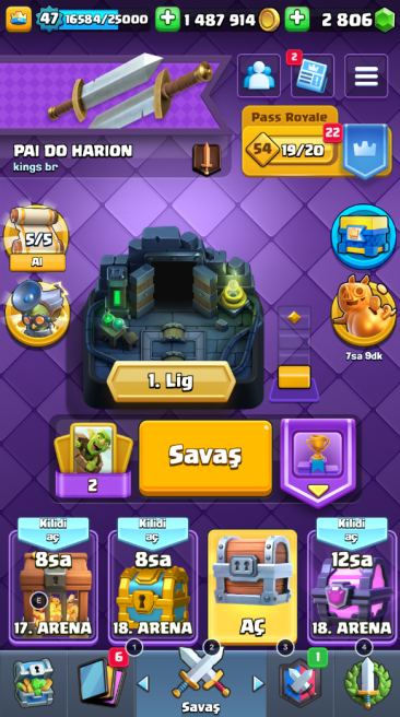 Clash Royale | King Level 53 | 27 Gems | Trophies 9177 | 121 Cards | 8 Champion | 23 Legendary | Full Access