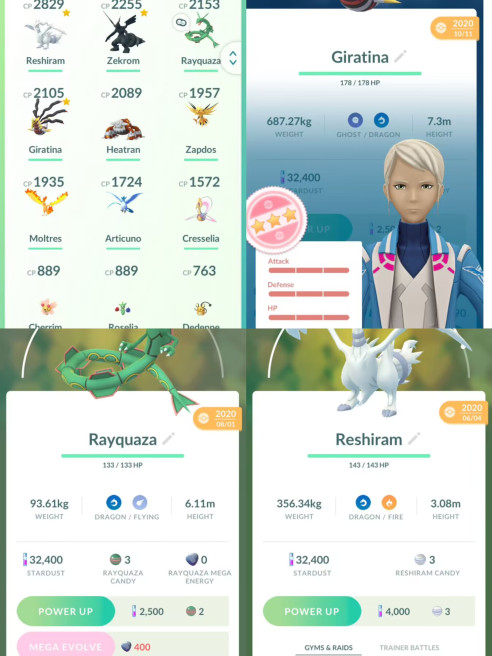 lvl21,have 100IV Legendary Giratina,have 9 Legendary Rayquaza Reshiram Zekrom Zapdos,many nice pokemons N8431