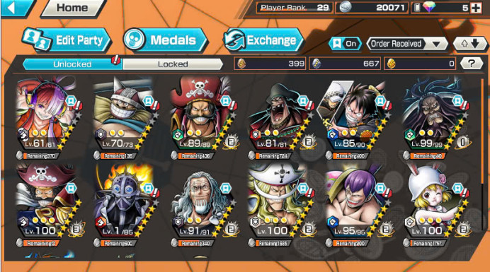 BR256-Hyber 6+Roger V2 Nearly Boost 4 51/52+White Beard+Roger V1+Black Beard+Good Medal+Support 144%+New Uta+Broggy+Carrot max+Kaku+Rayleigh