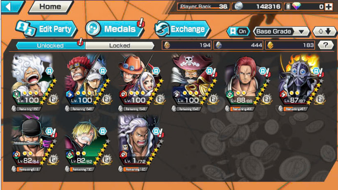 BR261-IOS+Android-Hyber 12+6/4 Ex Meta Max(Roger V2+Yamato Ace+Luffy Gear 5+Kid Law+Shank Red+Zoro)+Good Medal+SUP 145%+King+Shiryu+Egghead Zoro