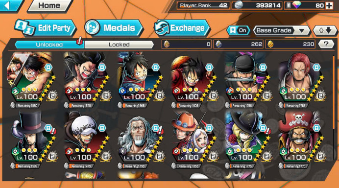 BR271-IOS+Android+Hyber 5+4 Ex Meta Max(Zoro+Yamata Ace+Roger V1+Shank Red)+Good Medal+Support 145%+Rayleigh Max+Pacifista+Robin+Boa