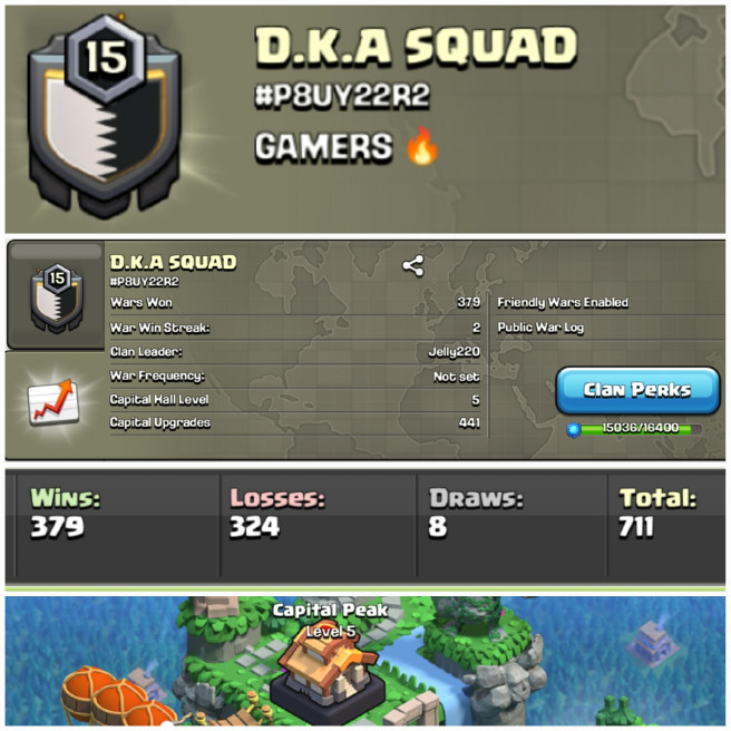 D.K.A SQUAD !! LEVEL 15.9 !! WIN 379 LOSS 324 !! CAPITAL PEAK 5 !! GOLD 2 !! GOOD NAME !! AFFORDABLE !! INSTANT DELIVERY