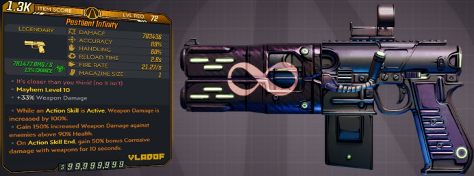 [PC/XB/PS] M10/L72 - INFINITY 783.436 DMG (+781k CORROSIVE DMG) INSANE 21.27 FIRE RATE - ANOINTED x3
