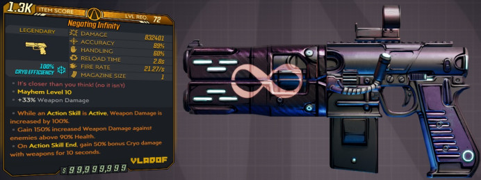 [PC/XB/PS] M10/L72 - INFINITY 832.401 DMG (100% CRYO EFFICIENCY) INSANE 21.27 FIRE RATE - ANOINTED x3