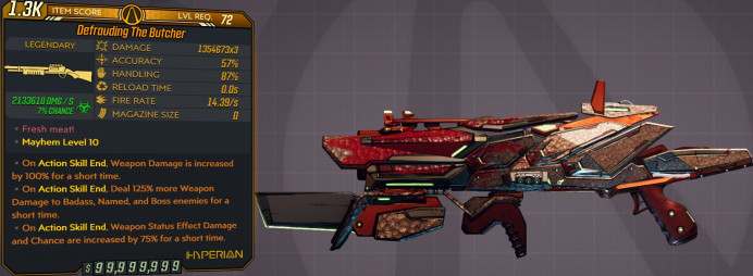 [PC/XB/PS] M10/L72 THE BUTCHER - 1.354.673x3 DMG (+2.13 MILL CORR DMG) - 14.39 FIRE RATE - INFINITE AMMO/NO RELOAD - ANOINTED X3!!!
