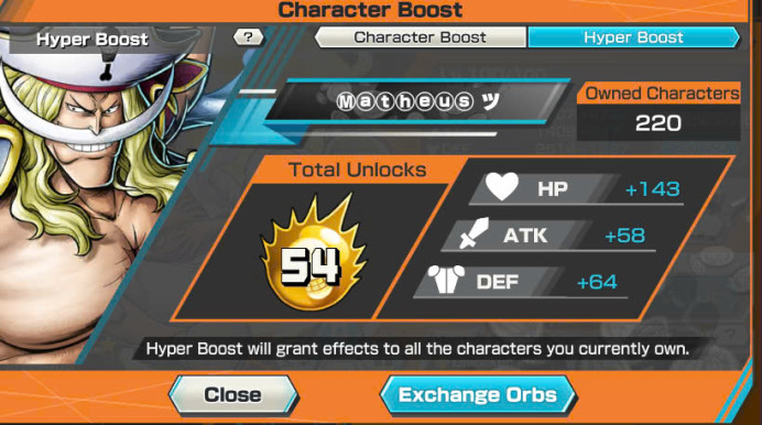 BR315-Hyber Boost 54+6 Ex Max 11K Power+Vip Medal+SUP 162%+Kaido V2+Yamato Ace+Gear 5+Shank V3+White Beard+Yamato V2+Ulti Max+Yasopp Max+Peros
