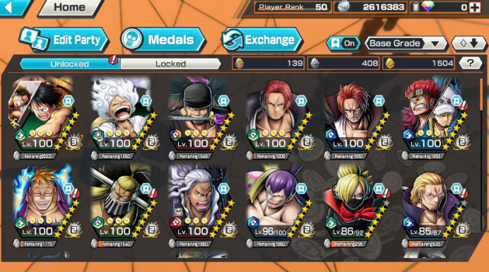BR314-Hyber Boost 62+5 Ex Max 11k Power+1.500 Frag+Luffy Gear 5+Zoro+Kid Law+Shanks V3+Shank V3+SUP 161%+Vip Medal Set All+King Alber Max+Craker