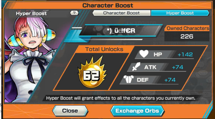 BR314-Hyber Boost 62+5 Ex Max 11k Power+1.500 Frag+Luffy Gear 5+Zoro+Kid Law+Shanks V3+Shank V3+SUP 161%+Vip Medal Set All+King Alber Max+Craker