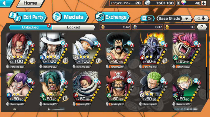 BR302-IOS+Android-3 Ex Meta(Shank V4+Lucci+Roger V1)+Support 126%+Good Medal+Solo Fresh+Kaku Max+Oden V2+Sanji+Dorry+Broggy+Shiryu