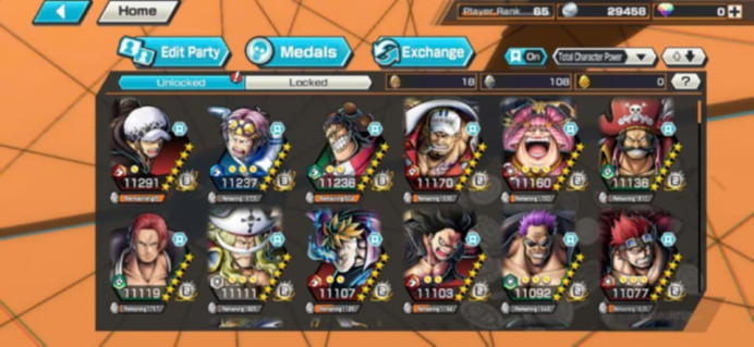 BR295-Hyber 63+6 Ex Max 11k Power(Roger V1+Shank V3+White Beard+Big Mom+Akainu+Zphyr)+Vip Medal+Support 161%+Many BF Max Oden V2+Ulti+Young Ray
