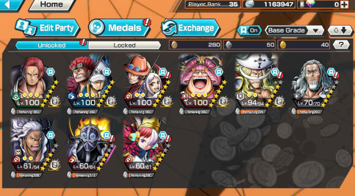 BR278-IOS+Android-5/4 Ex Meta Max(Yamato Ace+Kid Law+Shanks Red+Big Mom+White Beard)+Support 153%+Good Medal+Uta+Yasopp+Ben Beckmen+Kuma+Rayleig