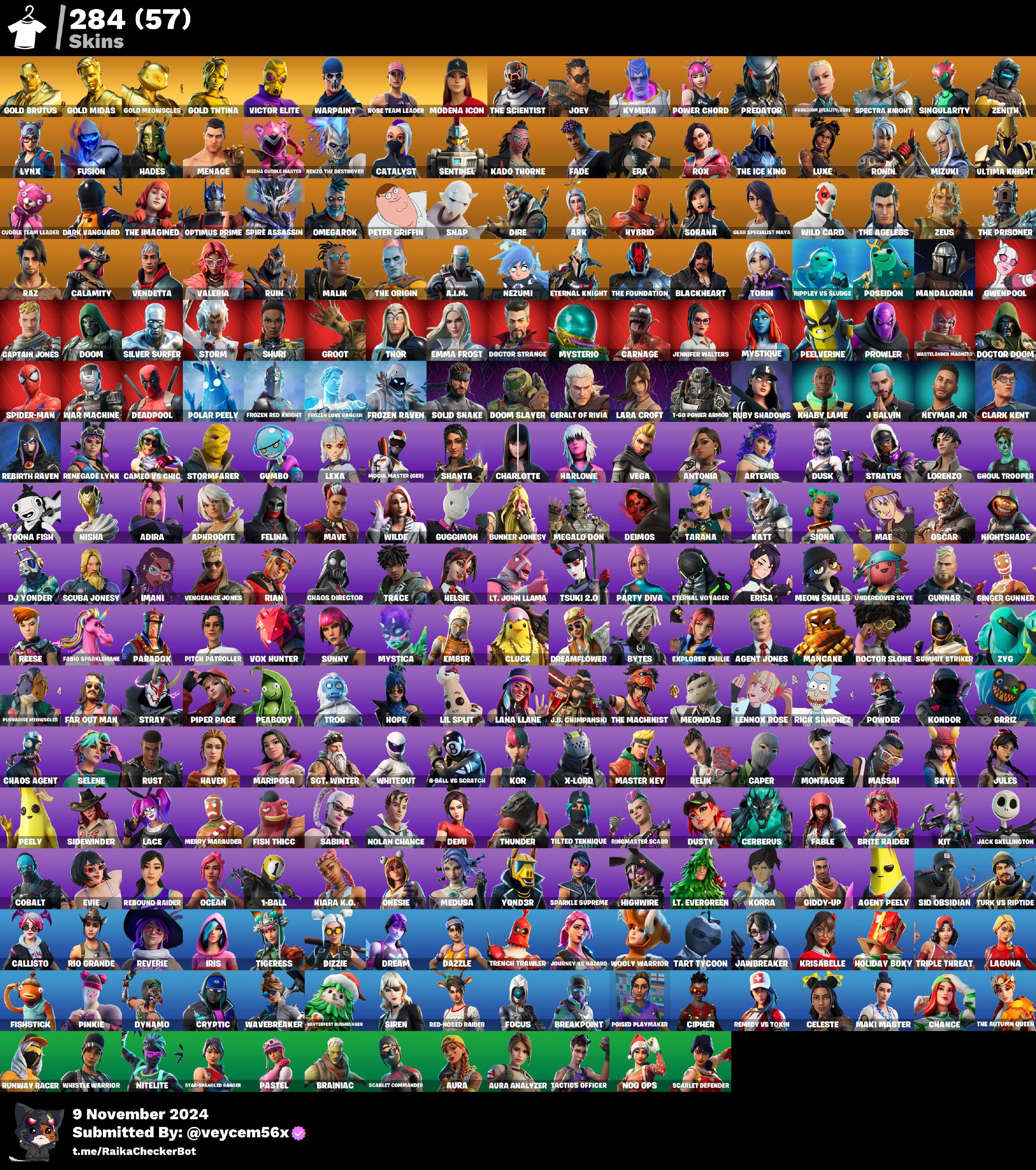 [PC] 284 skins|OG STW|Gold Brutus|Gold Midas|Gold Meowscles|Gold TNTina ...