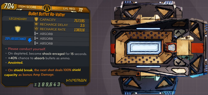 [PC/XB/PS] M10/L72 - RE-VOLTER 757.195 SHIELDS / 3.5S DELAY - 138K RECHARGE - 40% ABSORB BULLETS AS AMMO - ANOINTED 100% AMP DMG!