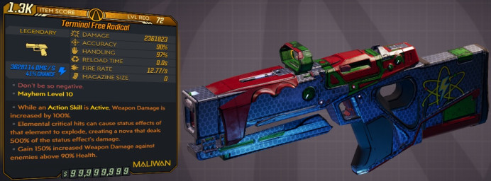 [PC/XB/PS] M10/L72 - FREE RADICAL 2.361.823 DMG (3.62 MIL SHOCK DMG) - 12.77 F.R. - INFINITE AMMO/NO RELOAD - ANOINTED x3