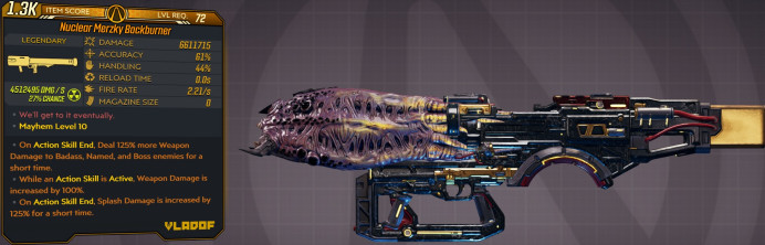 [PC/XB/PS] M10/L72 - BACKBURNER 6.611.715 DMG (+4.51 MIL RADIATION DMG) - INF AMMO/NO RELOAD - 2.21 FIRE RATE - ANOINTEDx3