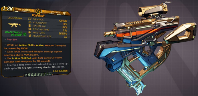 [PC/XB/PS] M10/L72 - GOLD RUSH 487.498 DMG (+614k CORROSIVE DMG) - 1.5s RELOAD, 10.55 FIRE RATE, 59 MAG SIZE - ANOINTED x3