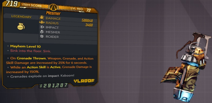 [PC/XB/PS] M10/L72 - MESMER 586.648 DMG / 3460 RADIUS - POSSESS ENEMY TO FIGHT FOR YOU FOR 10s - ANOINTED GRENADE x2