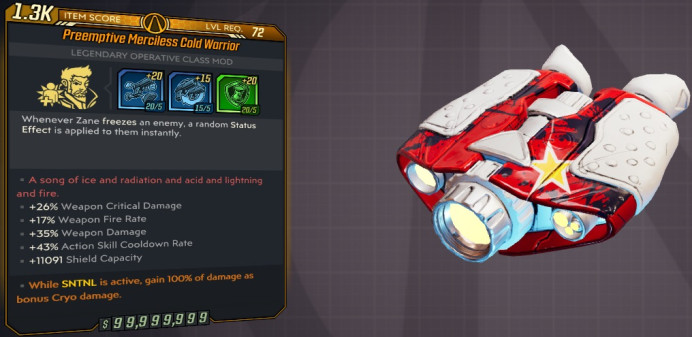 [PC/XB/PS] M10/L72 - COLD WARRIOR +20 +15 +20 (+26% WCD, 17% WFR, 35% WDMG, 43% CD, 11091 ES) - ANOINTED SNTNL