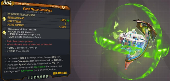 [PC/XB/PS] M10/L72 - DEATHLESS - CORROSIVE (100% SHIELDS/HUGE DAMAGE BOOST) - 11091 MAX SHIELDS - INSANE