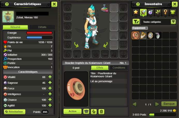 ZOBAL 180 (Scroll +100/Kamas cash) Blair !! Never Certificat, 100% Safe.