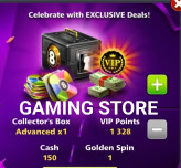 150 Cash + 1 Advance Collector Box + 1 Golden Shot + 1 Rare Box