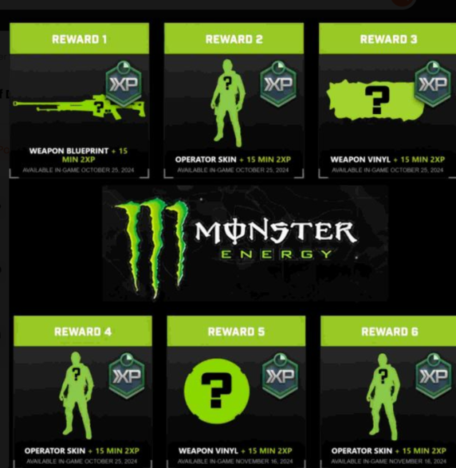 Call of Duty: Black Ops 6 - Exclusive Monster Energy Full Set Bundle Pack (without Double XP) PC/PS4/PS5/XBOX One/Series X|S CD