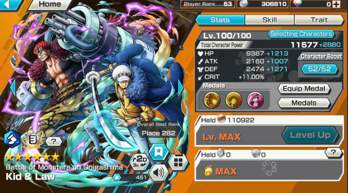 Hyber Boost 27+Kid Law Full Boost 4+Shanks Red+Gear 5+Support 164%+Good Medal Set-Good BF Max(King v1+King Alber+Sanji+Ben Beckmen+Yasopp)-BR147