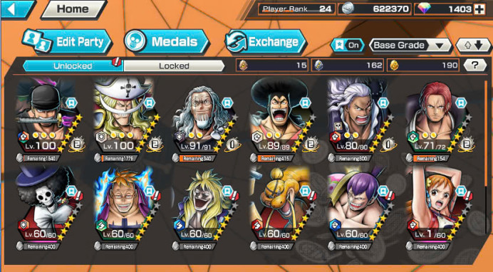 BR184-Android Only-1403 Diamond RD-3 Ex Meta(Zoro+White Beard+Shank Red)+SUP 132%+Good Medal+Oden V2+Rayleigh+Katakuri