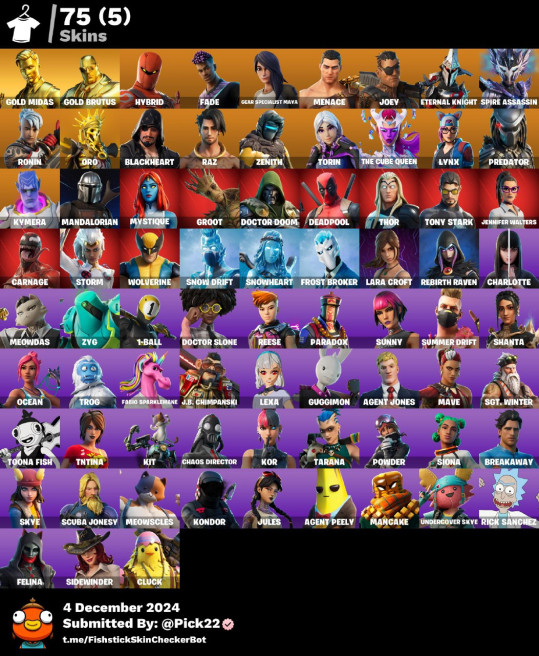 [XBOX/SWITCH/PC] - 75 skins | Gold Midas | Gold Brutus | Hybrid | Fade | Gear Specialist Maya | Menace | Joey | Eternal Knight [ULTRA SAFE]