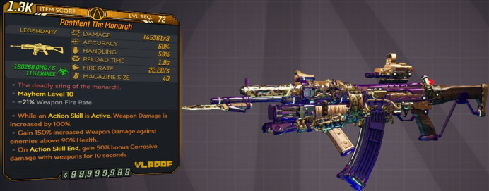 [PC/XB/PS] M10/L72 - THE MONARCH 145.361x8 DMG (+160k CORROSIVE DMG) - 22.28 FIRE RATE, 1.9s RELOAD - ANOINTED x3 - BEST RIFLE