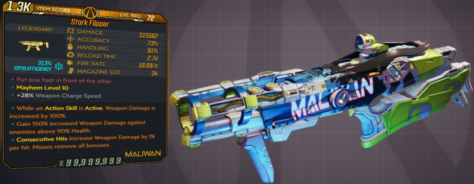 [PC/XB/PS] M10/L72 - FLIPPER 315.562 DMG (313% CRYO/+350k FIRE DMG) - 10.69 FR, NEAR INSTANT CHARGE - ANOINTED x3