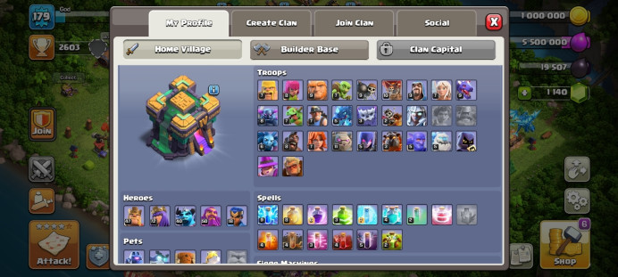 Th 14 / LeveL 179 / Trophy 2603 / Gems 1140 / BK 47 / AQ 72 / GW 50 / RC 18 / CN 500 / code 3