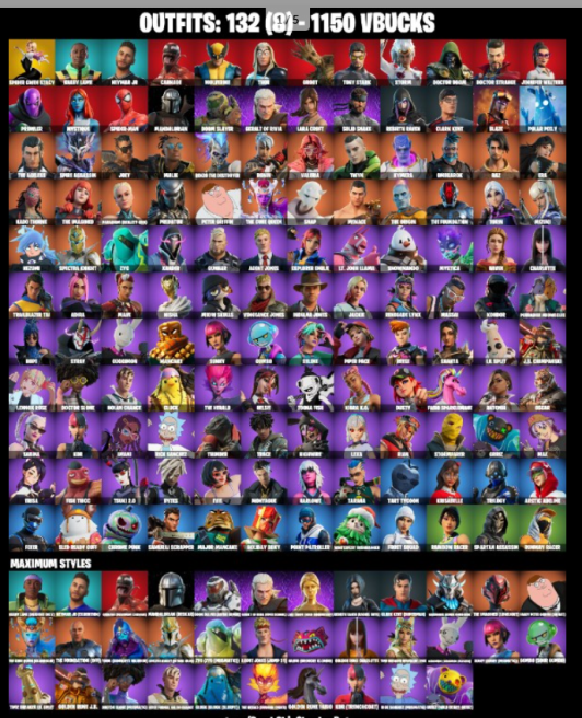 132 skins  PC | XBOX | NINTENDO Spidergwen | Erisa | Predator | The Imagined | Torin | Mandalorian  1150 VBucks  Full Access