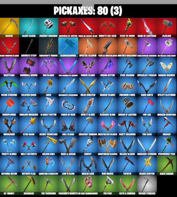 78 Skins PC/PSN  Rage , Midas (Fully Golden) , Reaper Axe , Star Wand , Tony Stark , Jules , Polar Peely , Krisabelle , Predator  1250 V-Bucks