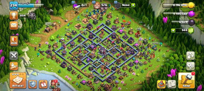 Th 15 / LeveL 234 / Trophy 3154 / Gems 962 / Heroes (65 78 60 57 25) / CN 2500 / code 28