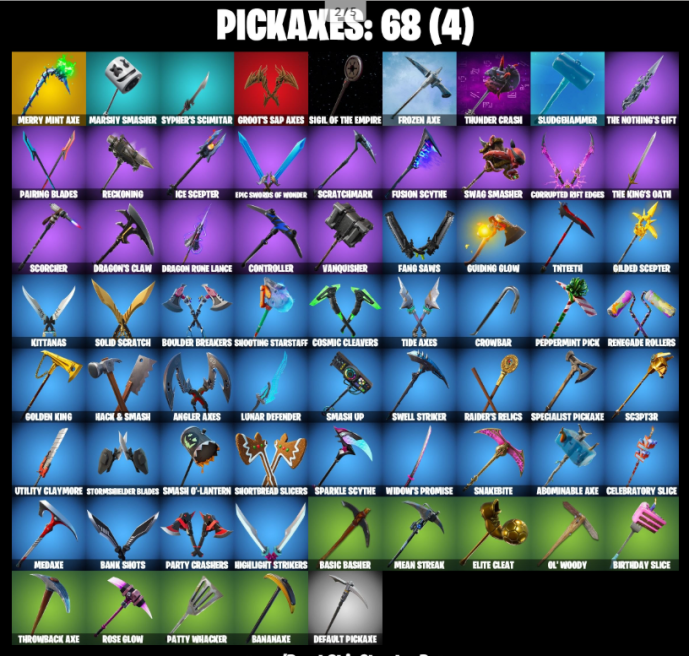 75 Skins   PC/PSN/XBOX  Merry Minty Axe   OG STW   Neo Versa  Rogue Agent   Ghoul Trooper   Blue Striker   SypherPK   Tilted Teknique