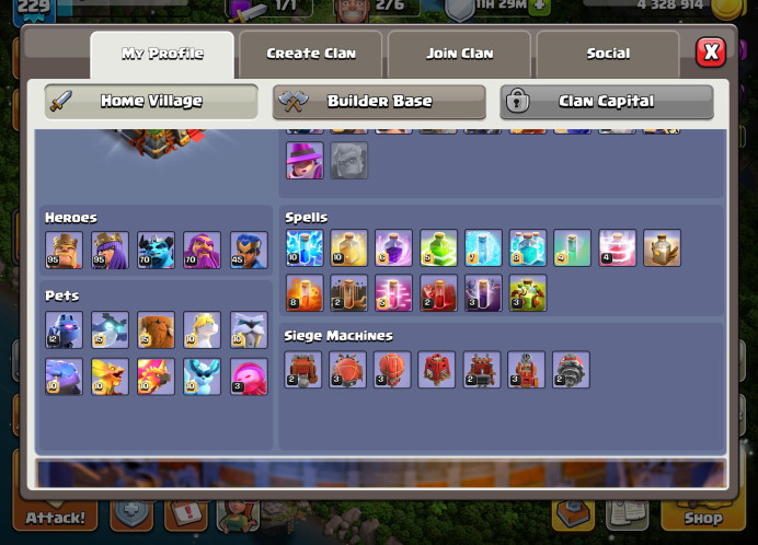 T9-TH16-Nice 10 Pets-XP 229-BK90 AQ95 GW70 RC45-Minion 70-Good Hero Equipment-593 Medal-Nice Troops-Good Wall-Have Magic Items-Some Skins Hero