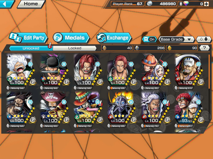 BR352-IOS+Android-Hyber 57+9 Ex(Shank v4+Yamato Ace+Gear 5+Roger V2+Zoro+Kaido v2+Shank v3+Kid Law+Akainu)+Vip Medal+King+Alber Max+Pero+New Uta