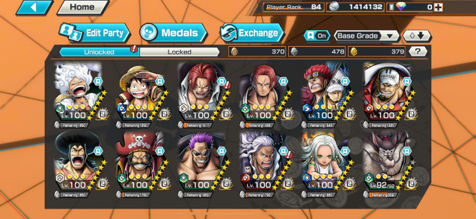 BR362-Hyber 75+9 Ex Max(Snake+Shank V4+Roger+Gear 5+Kid Law+Shank v3+Luffy+Zphyr+Akainu)+Vip Medal+SUP 169%+Many Bounty Fes Max+Jabra+OdenV2 Max