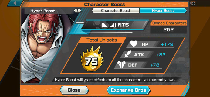 BR362-Hyber 75+9 Ex Max(Snake+Shank V4+Roger+Gear 5+Kid Law+Shank v3+Luffy+Zphyr+Akainu)+Vip Medal+SUP 169%+Many Bounty Fes Max+Jabra+OdenV2 Max
