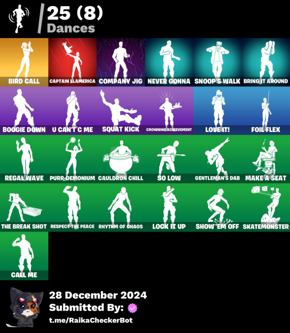 17 skins | Leviathan | She-Venom | Slayer Juice WRLD | Willow | Felina | Michael Myers | Dynamo TNTina | Catrina | Undercover Skye