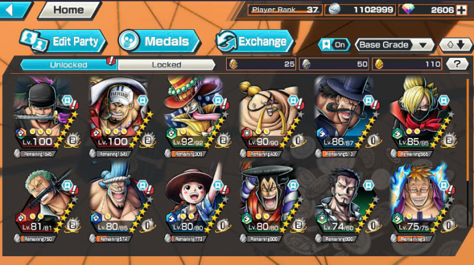BR182-Android Only-2.606 Diamond RD-4 Ex(D.Garp-Zoro+Akainu+Oden)+Support 143%+Good Medal+Marco Max+Ben Beckmen+PerosPero+Robin