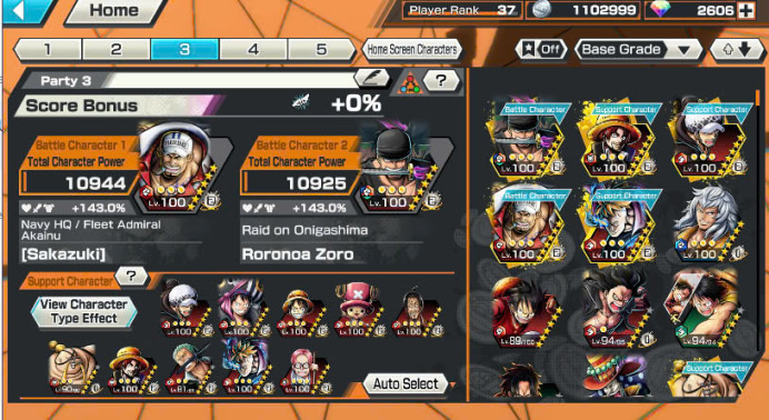 BR182-Android Only-2.606 Diamond RD-4 Ex(D.Garp-Zoro+Akainu+Oden)+Support 143%+Good Medal+Marco Max+Ben Beckmen+PerosPero+Robin