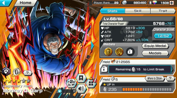 BR186-Android Only-1508 Diamond RD-3 Ex Meta (D.Garp-Zoro+Kaidob V3)+Support 130%+Good Medal-Lilith+Shiryu+Uta+Robin+Kaku+D.Garp